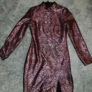 Purple chrome cocktail high neck long sleeve